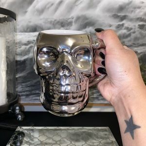 Silver Skull Mug Glam Halloween Home Decor